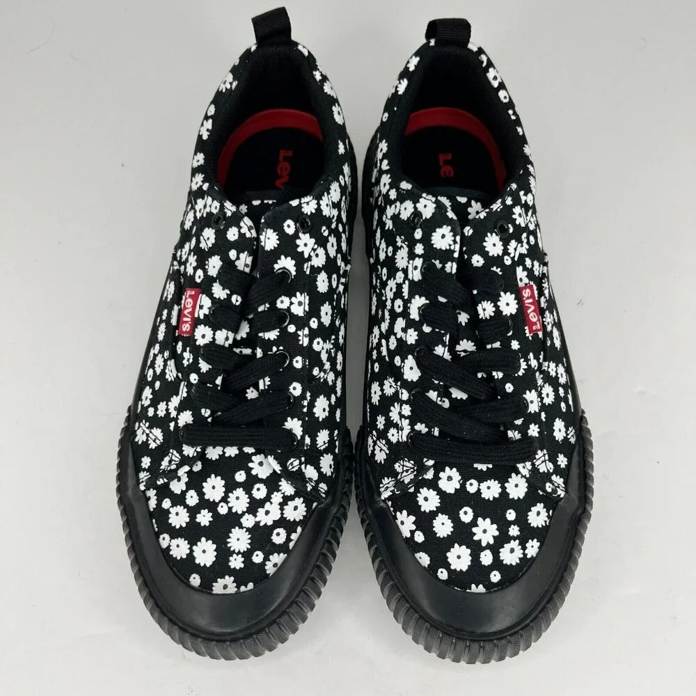 Levis Womens 520411A481 Black Emma Floral Canvas Low Top Size 7.5 Casual Shoes